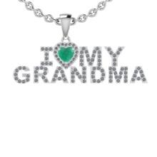 0.71 Ctw VS/SI1 Emerald And Diamond 14K White Gold Gift For Grandma Pendant Necklace DIAMOND ARE LAB
