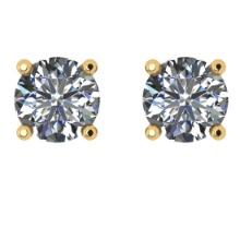 CERTIFIED 2.1 CTW ROUND E/VS1 DIAMOND (LAB GROWN Certified DIAMOND SOLITAIRE EARRINGS ) IN 14K YELLO