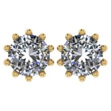 CERTIFIED 2.01 CTW ROUND D/SI1 DIAMOND (LAB GROWN Certified DIAMOND SOLITAIRE EARRINGS ) IN 14K YELL
