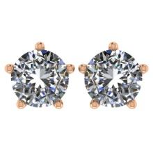CERTIFIED 1.5 CTW ROUND G/SI1 DIAMOND (LAB GROWN Certified DIAMOND SOLITAIRE EARRINGS ) IN 14K YELLO