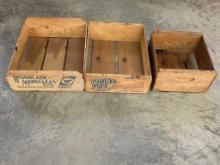 3 WOODEN ADVERTSING BOXES