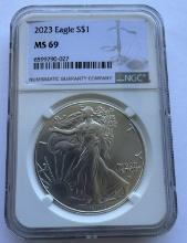 2023 S$1 AMERICAN SILVER EAGLE COIN NGC MS69