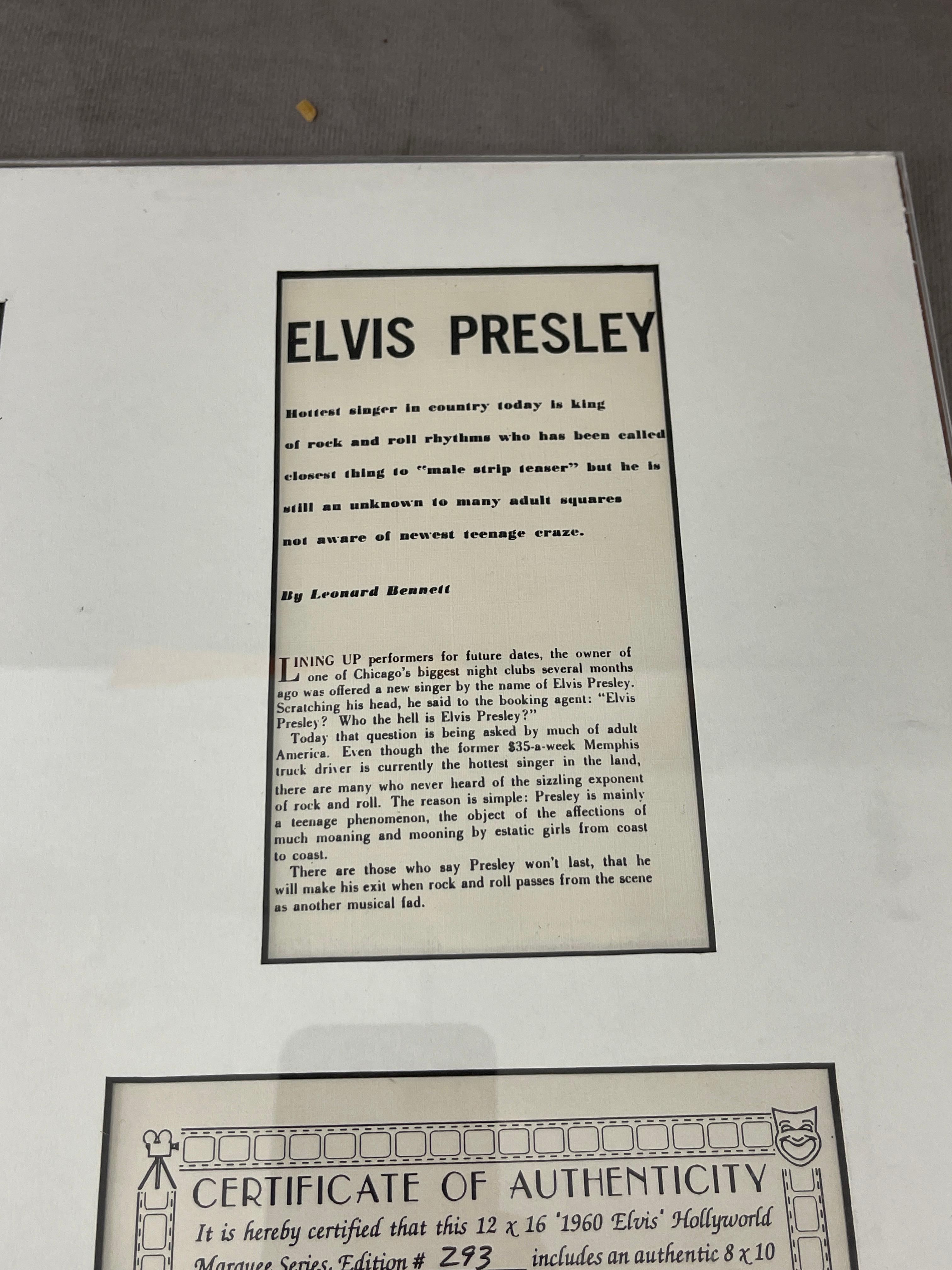 Vintage Elvis Presley "1960 Elvis" Hollywood Marquee Series Edition #293 Original Photo W/ COA