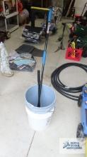 Plastic buckets and window cleaner