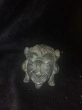 Antique Metal Gargoyle Head Inkwell