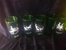 Collection of (5) Forest Green MCM Tea Glasses