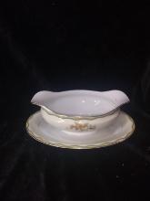 Hand Painted Noritake Gravy Boat with Underplate