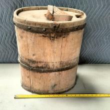 Antique Stave & Wrought Iron Water Bucket