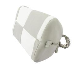 Chanel Grey White Lambskin Bicolor Leather CC Bowling Bag