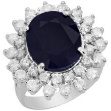14k White Gold 7.16ct Sapphire 1.58ct Diamond Ring