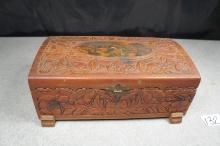 Vtg Carved Wooden Decorative Box