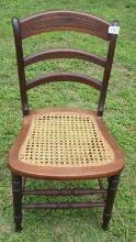 Vtg Cane Seat Wooden Chair