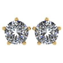CERTIFIED 1.71 CTW ROUND G/SI2 DIAMOND (LAB GROWN Certified DIAMOND SOLITAIRE EARRINGS ) IN 14K YELL