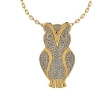 2.76 Ctw VS/SI1 Diamond 14K Yellow Gold lucky owl Necklace (ALL LAB GROWN ARE DIAMOND)