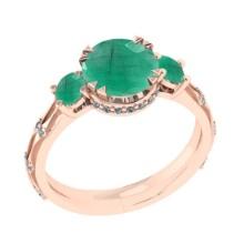 2.63 Ctw VS/SI1 Emerald and Diamond 14K Rose Gold Vintage Style Ring (ALL DIAMOND ARE LAB GROWN DIAM