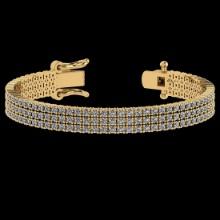 4.92 CtwVS/SI1 Diamond Prong Set 14K Yellow Gold 3 Row Bracelet (ALL DIAMOND ARE LAB GROWN )