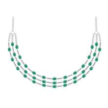19.95 Ctw VS/SI1 Emerald and Diamond 14K White Gold Necklace ( ALL DIAMOND LAB GROWN )
