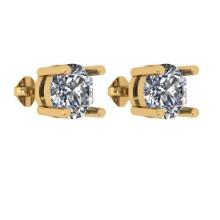 CERTIFIED 2 CTW ROUND H/VS1 DIAMOND (LAB GROWN Certified DIAMOND SOLITAIRE EARRINGS ) IN 14K YELLOW