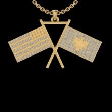 2.03 Ctw VS/SI1 Diamond 14K Yellow Gold Two Tone Flag theme Necklace (ALL DIAMOND ARE LAB GROWN )