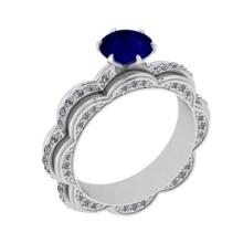 3.35 Ctw VS/SI1Blue Sapphire and Diamond 14K White Gold Engagement Ring (ALL DIAMONDS ARE LAB GROWN)