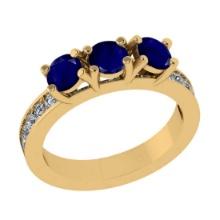 1.25 Ctw VS/SI1 Blue Sapphire and Diamond 14K Yellow Gold Engagement Ring (ALL DIAMOND ARE LAB GROWN