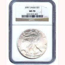 Certified Uncirculated Silver Eagle 2007 MS70