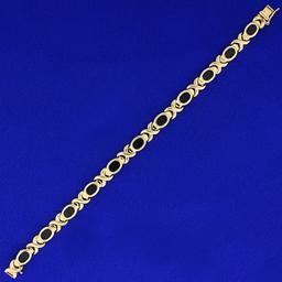 Onyx Line Bracelet In 14k Yellow Gold