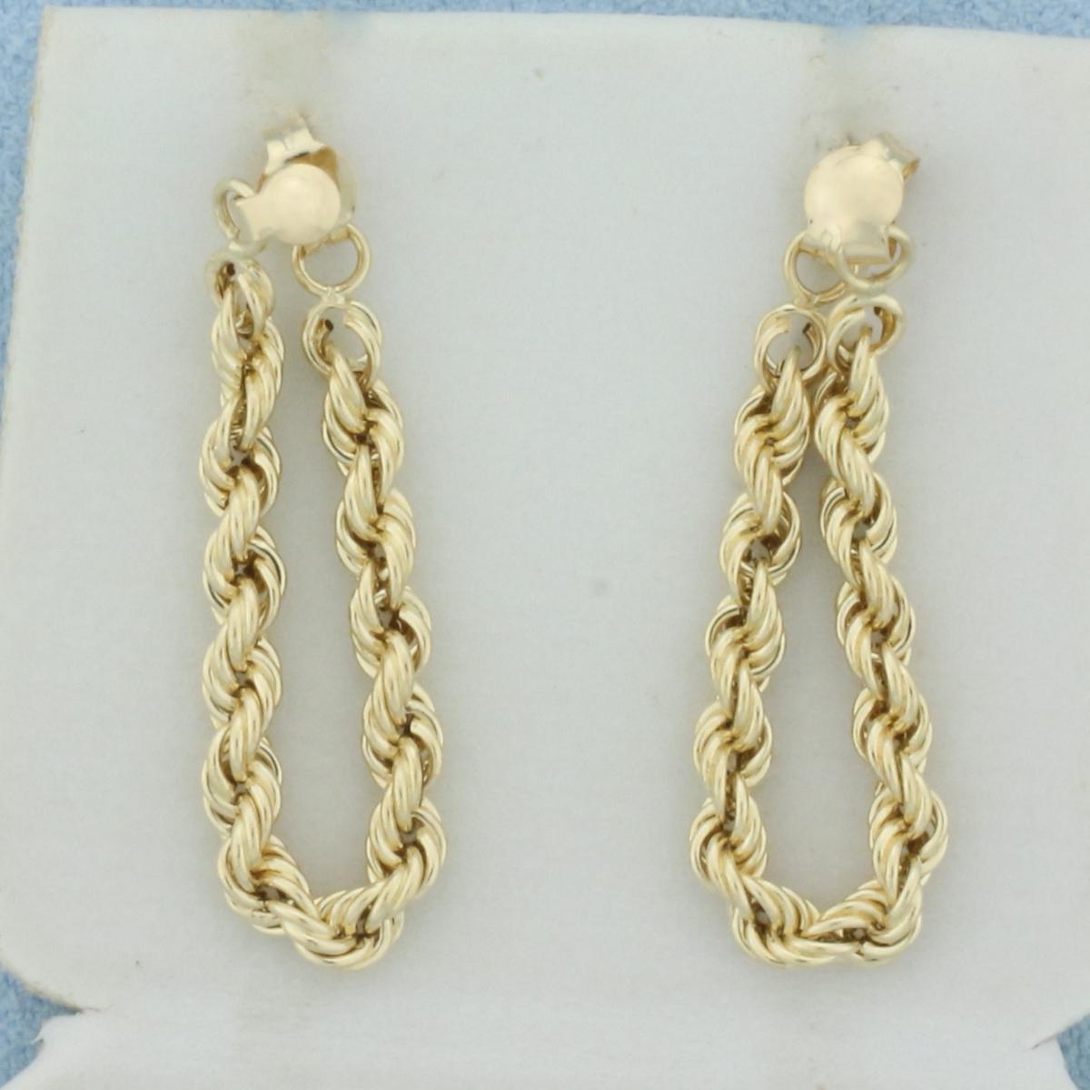 Rope Front To Back Hoop Earrings In 14k Yellow Gold