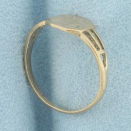 Antique M Or W Signet Initial Monogram Ring In 10k Rose Gold