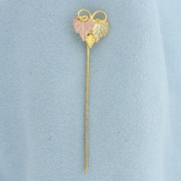Black Hills Gold Leaf Stick Pin In 12k Yellow, Rose, And Green Gold