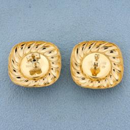 Vintage Onyx Earrings In 14k Yellow Gold