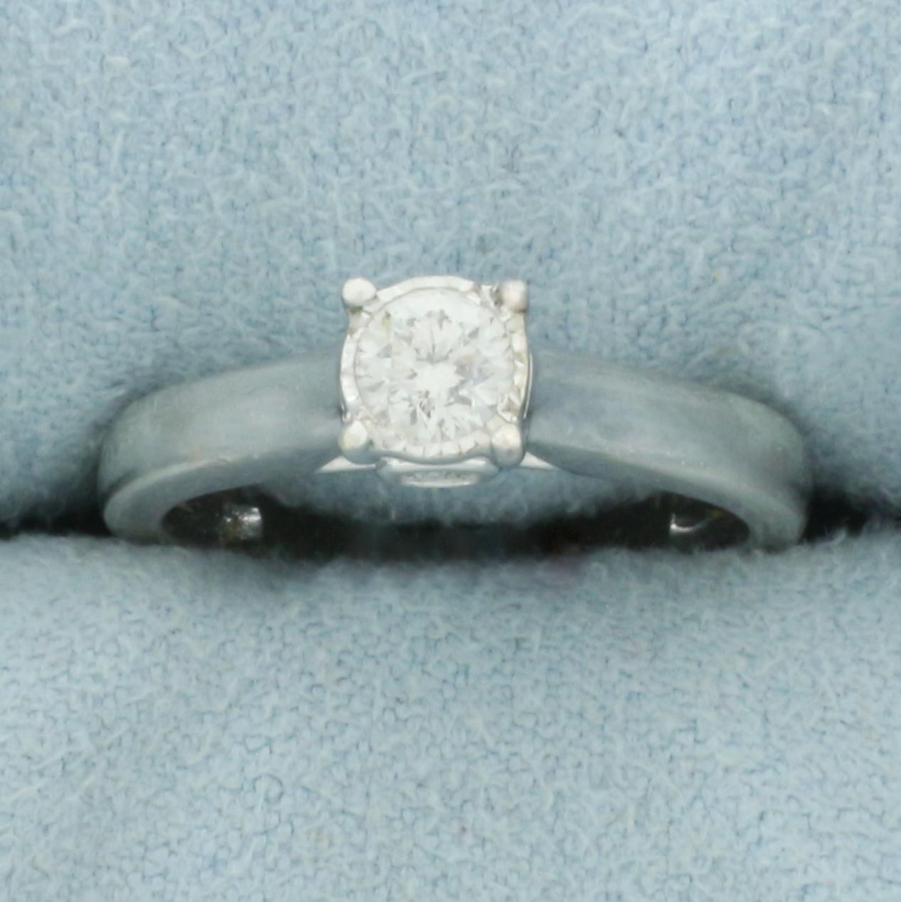 Illusion Set Diamond Engagement Ring In Sterling Silver