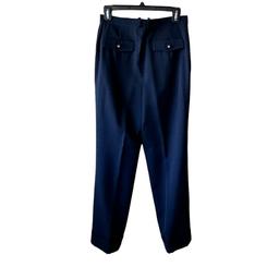 Chanel Cc Logo Button Pockets Navy Wide Cuff Wool Pants 38