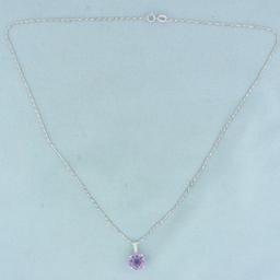 Italian Amethyst And Diamond Necklace In 18k White Gold