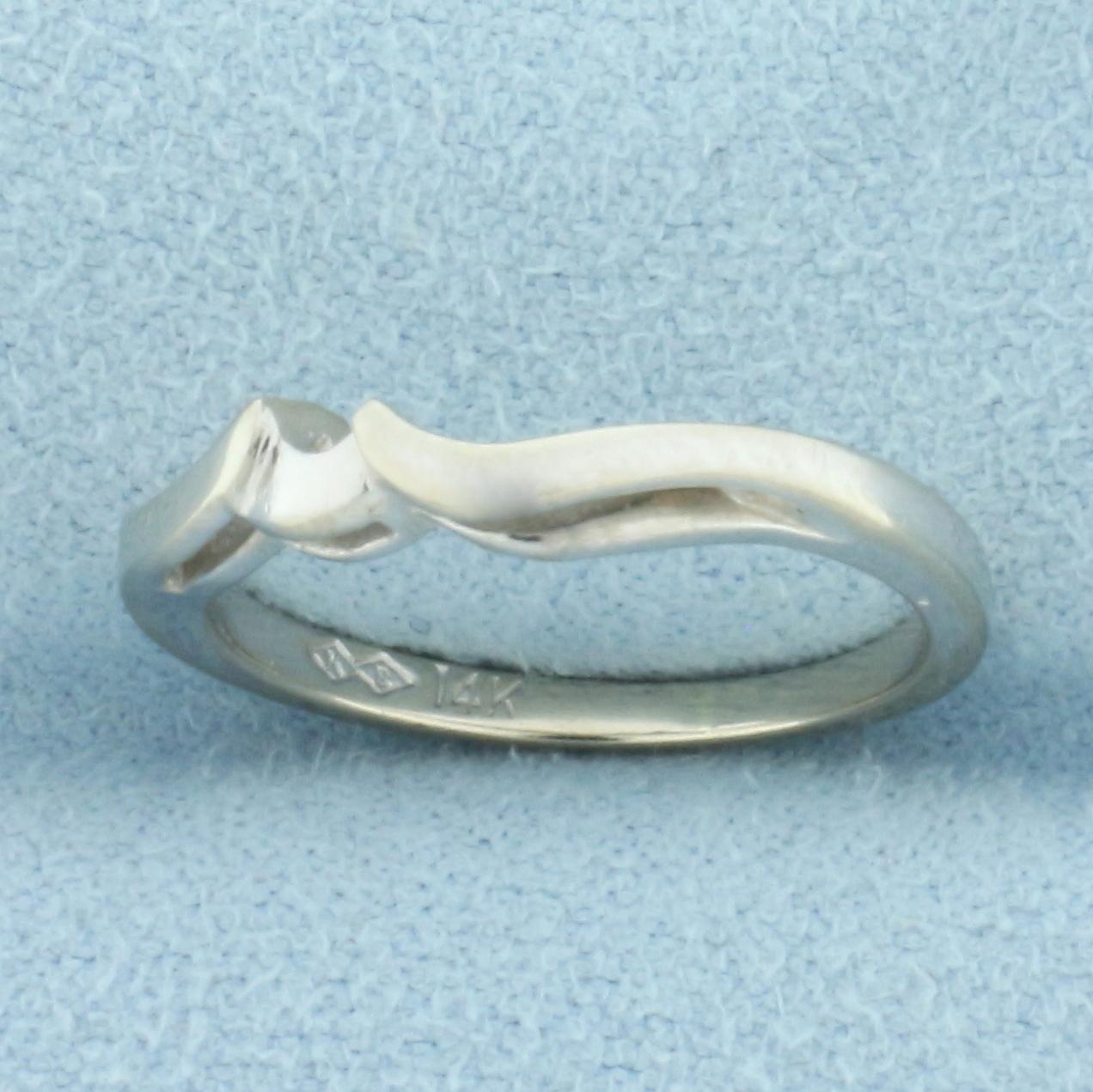 Wave Design Shadow Band Ring In 14k White Gold