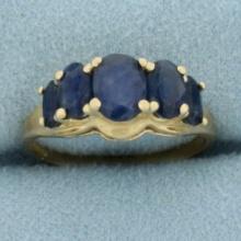 3ct Sapphire 5 Stone Ring In 14k Yellow Gold