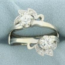 Antique Old European Cut Diamond Ring Jacket In 14k White Gold