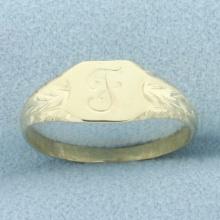 Antique F Initial Monogram Ring In 10k Yellow Gold