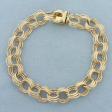 Tripple Loop Charm Bracelet In 14k Yellow Gold