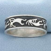 Mens Kokopelli Band Ring In Sterling Silver