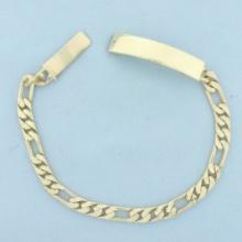 Mens Figaro Name Plate Id Bracelet In 10k Yellow Gold