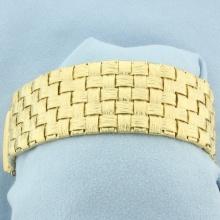 Basketweave Wide Heavy Bracelet In 18k Yellow Gold