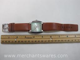 Diesel 5 Bar DZ1045 Solid Stainless Steel Wrist Watch with Brown Leather Band, 3 oz