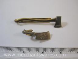 Two Unique Tie Clips including Swank Two-Tone Axe and AMC & BW of NA Cleaver
