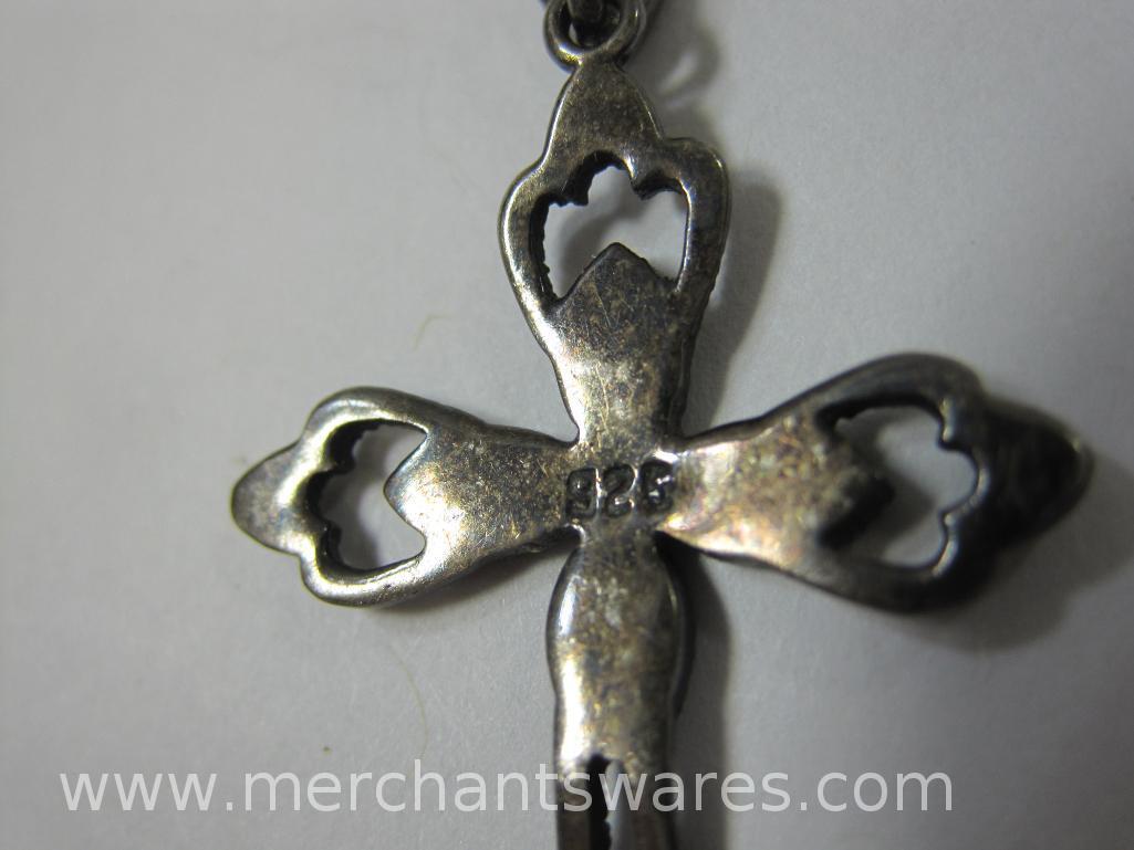 Sterling Silver Necklace with Silver Cross, Sterling Bracelet with Silver Holy Communion and Grand