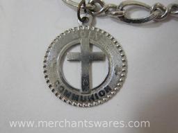 Sterling Silver Necklace with Silver Cross, Sterling Bracelet with Silver Holy Communion and Grand