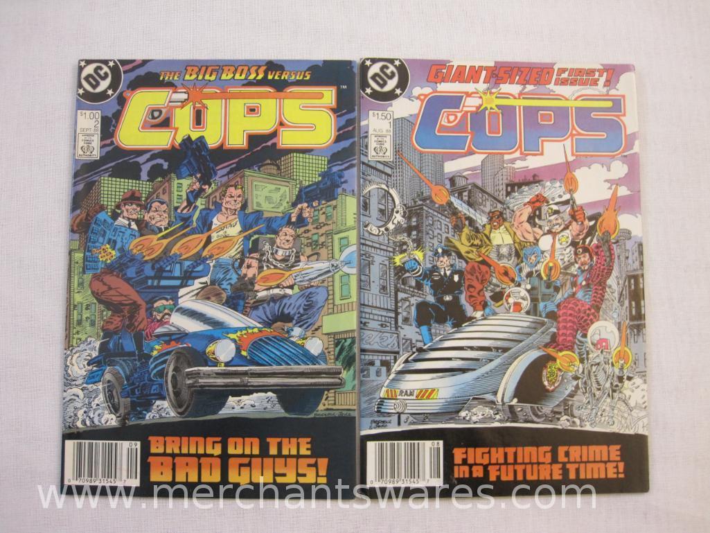 Eight Assorted DC Comics including Amethyst No. 2, Aquaman Nos. 1-2, Cops Nos. 1-2, Captain Atom No.