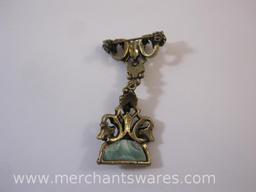 Victorian Style Pin with Faux Jade Stone
