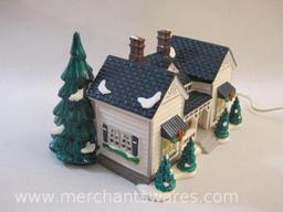 Department 56 Snow Village Grandma's Cottage Lighted Christmas House, small chip on back stairs, see