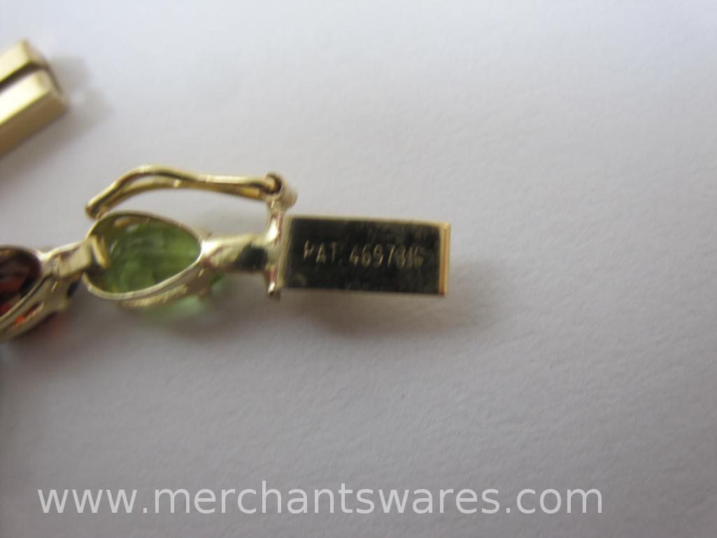 14K Gold Tennis Bracelet with Aquamarine, Topaz, Citrine and more, 6.8 g